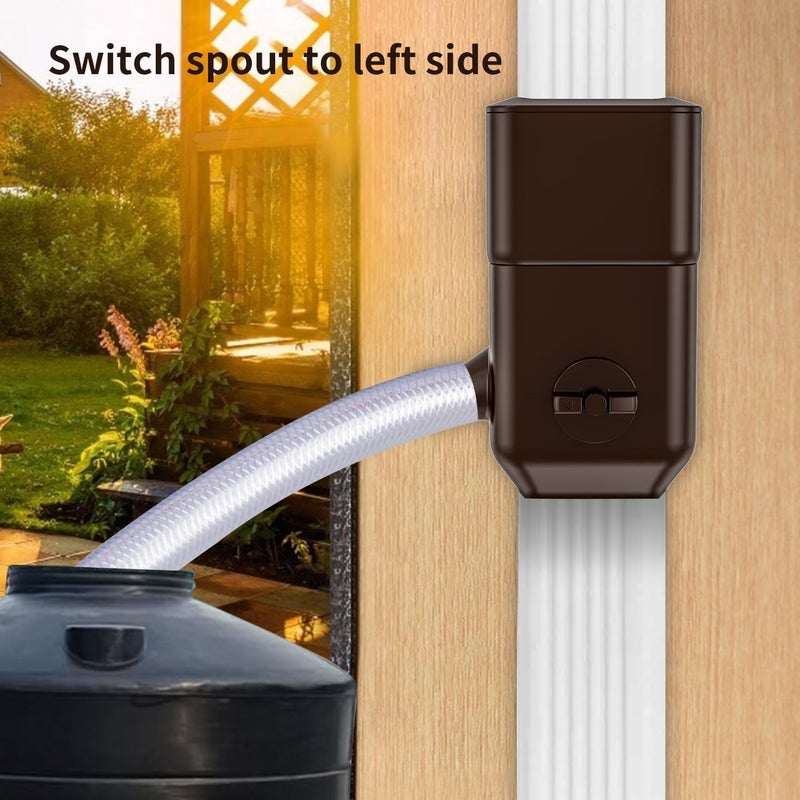 Prestantious Downspout Diverter, Rainwater Diverter with Adjustable Switch Valve, Rainwater Collection System Fits for 3”x 4”Oversize Downspout and 2”x3” Standard Downspout, Brown - Image 5